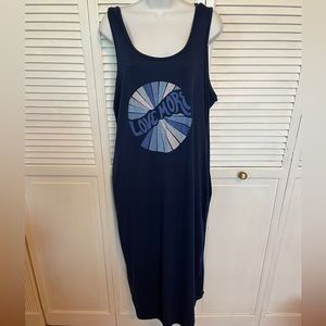 Maxi Sleeveless Blue Dress "Love More" Pockets Size XL